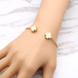 Clover/Heart/Triangle/Star Ope Bangle For Women 18K Real Gold Plated Fine Jewelry Fashion Female Bracelets & Bangles