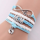 Best gift Infinity love mom & grandma heart feet love wins Rope charm Bracelets for women Wrap Leather bracelets bangles
