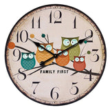 Best Deal New European Style Vintage Creative Forest Owl Round Wood Wall Clock Quartz Bracket Clock 1PC