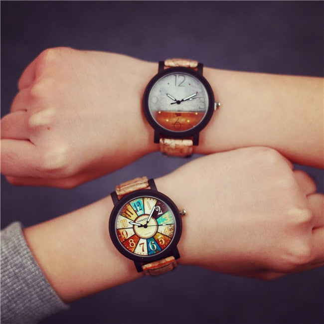 Best Friend Lover's Quartz Watches Unique Design Retro Colorful Disc Boys Girls Casual Clock Children Cartoon Wristwatch