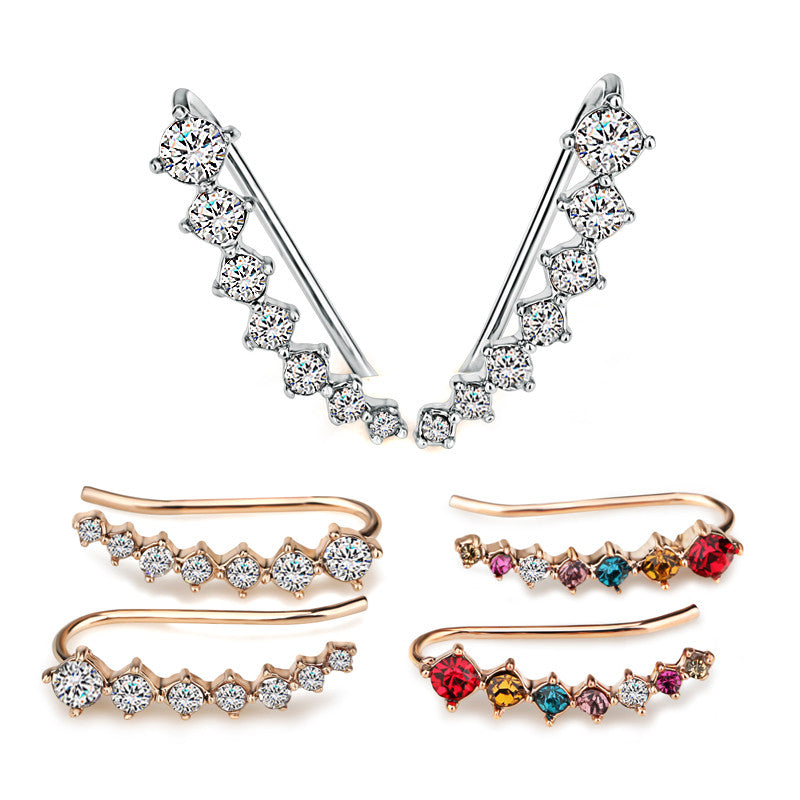 Big Dipper Four-Prong Setting 7pcs CZ Gold Plated Ear Hook Stud Earrings Fashion Jewelry