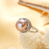 925 sterling silver jewelry on sale big natural pearl rings for women stone ring adjustable white/pink/purple pearl