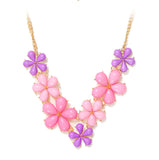 Big Flower Choker Necklace Pink Blue Colorful Glod Chain Plant Resin Statement Necklaces&Pendant For Women Fashion Jewelry