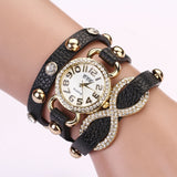 New Arrial PU Leather Strap Women Watches Fashion Cross Love Bowknot Pattern women Dress Watch drill wristwatch