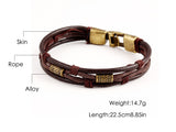 Black Brown Gold-plated Fashion Latin Rope Chain Leather Bracelet And Hide Metal Buckle Decoration Retro Bracelets For Man 