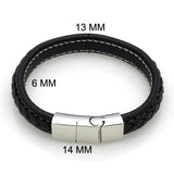 Black Genuine Leather Bracelet Men Bangle With Stainless Steel Fashion New Men Jewelry Rock Chunky Leather Men's Bracelets