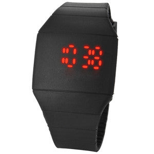 Unisex Watch Red LED Digital Square Rubber Band Men & Women Led Wrist Watch