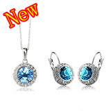 8K Rose Gold Plated Rhinestone Vintage Moon River Crystal Jewelry Sets necklaces drop earrings Fashion Jewelry for women