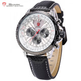 Blacktip Shark Sport Watch Chronograph 24 Hours Display Index White Dial 3 ATM Water Resistant Men Fashion Quartz Watches