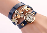 New Women PU Leather Strap Watches Flower Bracelet Women Dress Watch Wristwatches Top Brand Opal Girl's Gift Fashion