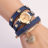 New Fashion Women Dress Watches Leather Strap Wristwatches Ladies Quartz Long Chain Luxury Heart Top Brand Casual