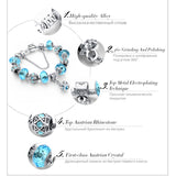 Blue Crystal Charm Bracelets & Bangles for Women With Aliexpress Murano Beads Bracelet Femme Love 925 Silver Sapphire Jewelry