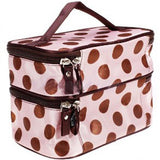 Lady Double Cosmetic Bag Retro Dot Beauty Case Makeup Bag Set Kit Toiletry Bag