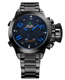 WEIDE Wristwatch Luxury Brand Men Sports Watch Quartz Digital LED Military Watches 30M Waterproof Full Stainless Steel Watch