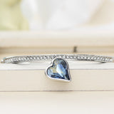 Blue Austrian Crystals Rhinestones Heart Love Cuff Bangles & Bracelets Indian Best Friend Birthday Fashion