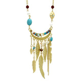 Bohemia Leaves Tassel Long Necklace For Women Golden Chain Bead Simple Necklaces & Pendants Collier Bosewin Jewelry
