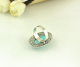 Vintage Bohemian Style Antique Silver Oval Turquoise Adjustable Rings For Women Jewelry