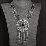 Bohemian Vintage Chunky maxi Statement Necklaces for Women Exaggerated Silver Coin Choker Necklaces & Pendants