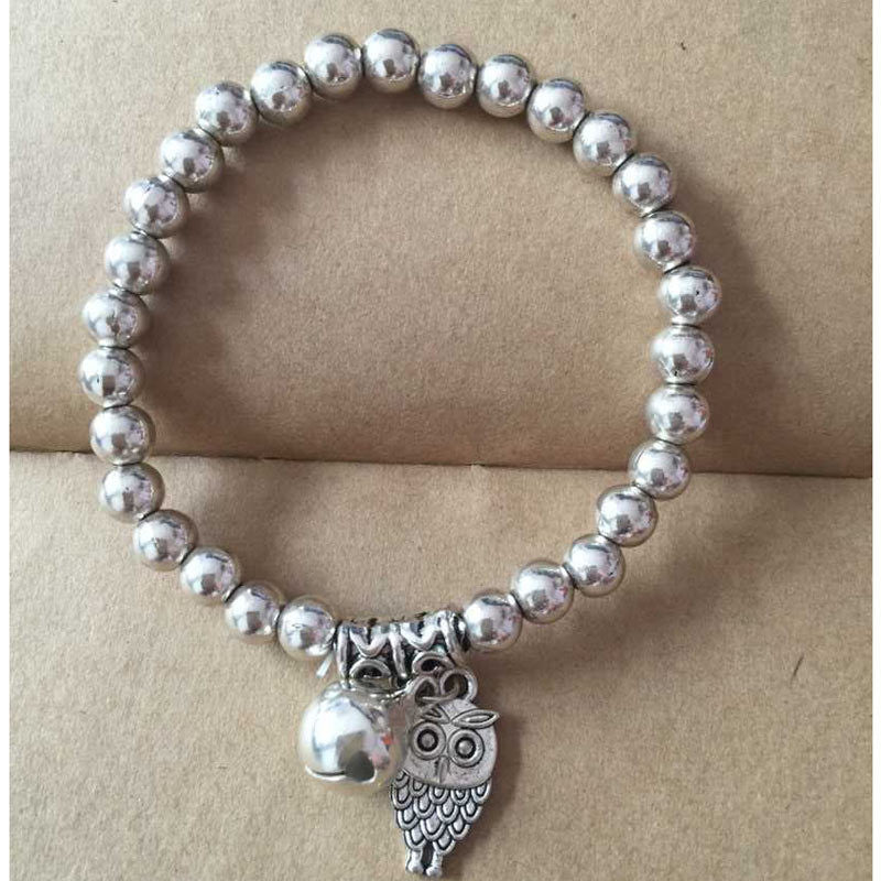 Bohemian Vintage Tibetan Silver Plated Beads Bracelet Owl Elephant Charm Bracelets Jewelry