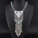 Boho Style Fashion Silver Long Chains Tassels Necklaces Vintage Alloy Collar Statement Necklace & Pendants Collier 