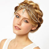 Women's Simulated Pearl Tassel Bohemian Head Chain Jewelry Forehead Dance Headpiece Hair Jewelry Band Chains Hair Accessory