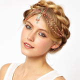Women's Simulated Pearl Tassel Bohemian Head Chain Jewelry Forehead Dance Headpiece Hair Jewelry Band Chains Hair Accessory