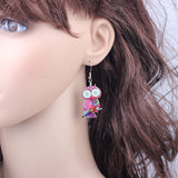 Bonsny Drop Owl Earrings Big Long Dangle Earring Acrylic Cute Pattern Fashion Jewelry For Women New Style Girl Accessories
