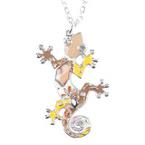 Bonsny Gecko Necklace Enamel lizard Pendant Zinc Alloy Plated Platinum New 2016 Fashion Jewelry For Women Statement Accessories