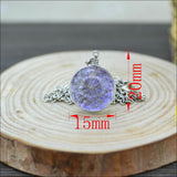 Boutique Real Dried Flower Sea Lavender Glass Ball Double Sided Pendant Chain Necklace FOR WOMEN 50cm