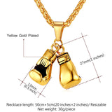 Golden Boxing Glove Pendant Charm Necklace Sport Jewelry 316L Stainless Steel Yellow Gold Plated Chain For Men 