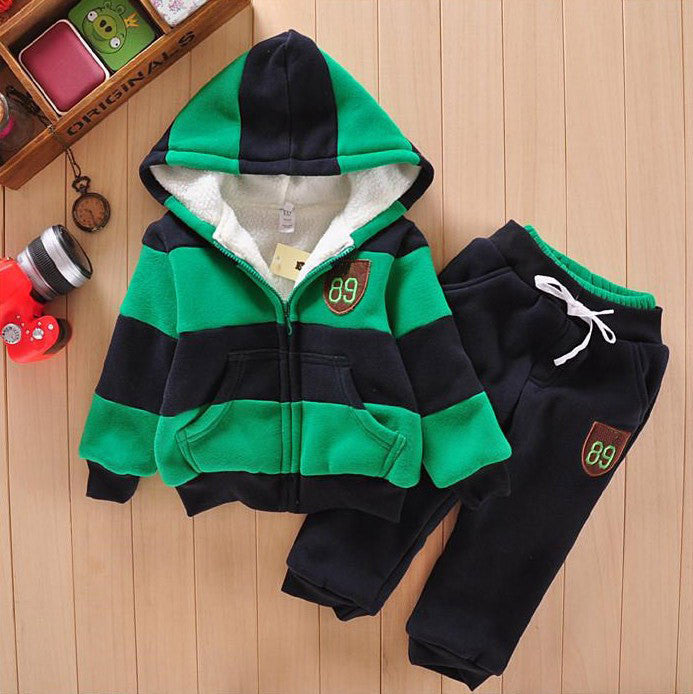 Boys Girls Children Hoodies Winter Wool Sherpa Baby Sports Suit New Jacket Sweater Coat & Pants Thicken Kids Clothes Sets