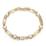 Bracelet Women Luxury 18K Gold Plated Chain Bracelet for Women Ladies AAA Cubic Zircon Simulated Pearl Jewelry Gift 