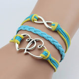 Bracelets Vintage Owl Bird Anchor wing infinity bracelet Multicolor woven leather bracelet & Bangle