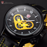 Brand New SHARK Sport Watch Date Day 24 Hours Dashboard Steel Case Leather Band Black Yellow Men's Quartz Wrist Watches