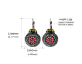 Brand Design Vintage Silver 2 Colors Brincos Women Colorful Beads Charms Rhinestones Lucky Drop Earrings Ethnic Jewelry