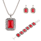 New Fashion Vintage Geometry Square Pendants Necklace Chain Bracelet drop Earrings jewelry sets for women