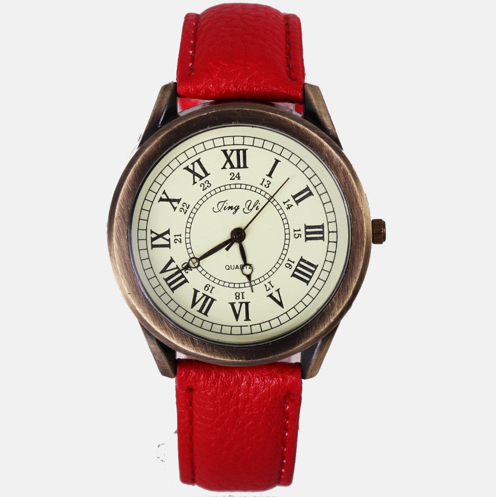 Bronze Tone Lady Vintage Watches Roman Numbers Casual Watch Woman Multicolor Quartz Wristwatch Female Clock relogio feminino