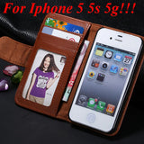 Photo Frame Flip PU Leather Cover Case For Iphone 5 5S 5G 4 4s 4g Carry Wallet With ID Credit Card Slots Stand Holder