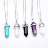 Bullet Shape Natural Stone Real Amethyst Necklaces Turquoise Crystal Stone Quartz Pendants Necklaces For Female