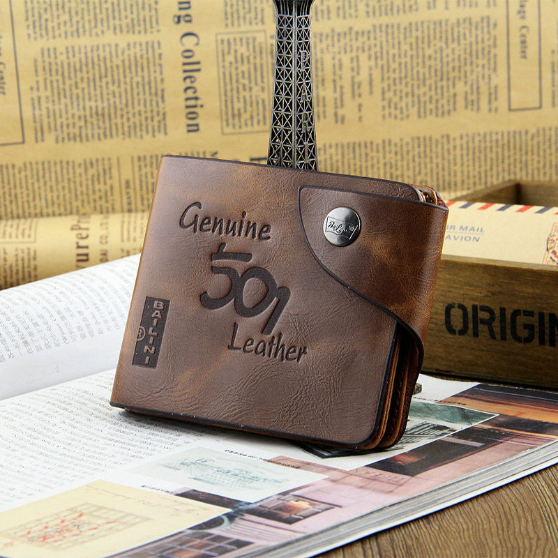 Men's Vintage Wallet Bifold Brown Genuine Leather Top Purse Wallet For Men