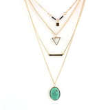 CHOKER Brand Bohemia Body Chain Triangle Necklace Multilayer Turquoise 18K Gold Necklace for Women Boho Summer Jewelry
