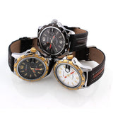 Luxury Watch Sports Watches Analog Steel Case quartz Watch Clock hours with date leather strap Men's Wristwatch