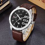 CURREN Brand Luxury Date Watches Men Brown Leather Strap Black Dial Fashion Casual Watch Men Sport Quartz Waterproof WristWatch