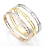 CZ Zircon 316L Titanium Stainless Steel Love Cuff Bangle Gold Plated Crystal Brand Lover Charm Bracelets & Bangles For Women Men
