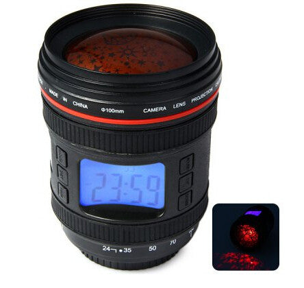 Music Starry Star Sky Magic LED Projection Alarm Clock Calendar Lens Cup Best Gift For Camera Fans