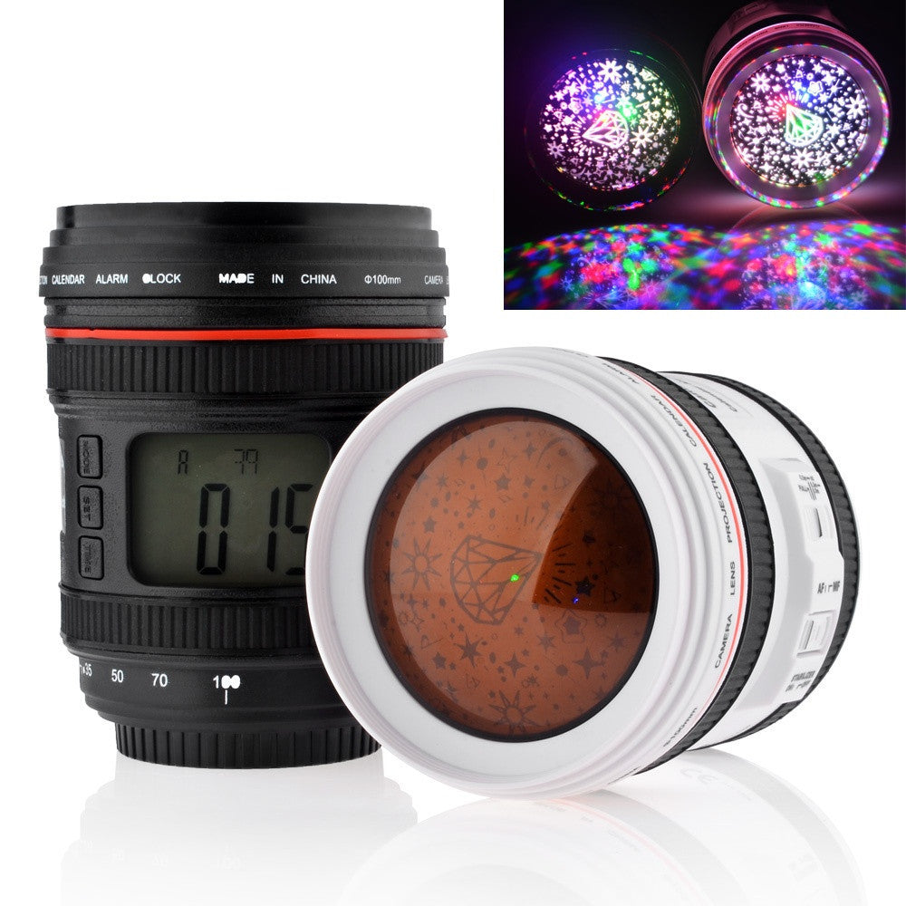 New Arrival Camera Lens Music Calendar Alarm Clock with Projector Lamp Star Twilight Projection