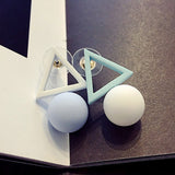 Candy Colors Triangle Ball Drop Earrings For Women Bijoux New Fashion Jewelry Wholesale Cute Gift