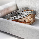 Carving Letter "I love you more" Heart Hollow Simple Creative Lovers Bangles Armreif bijoux pulseras Opening Bracelet Jewelry
