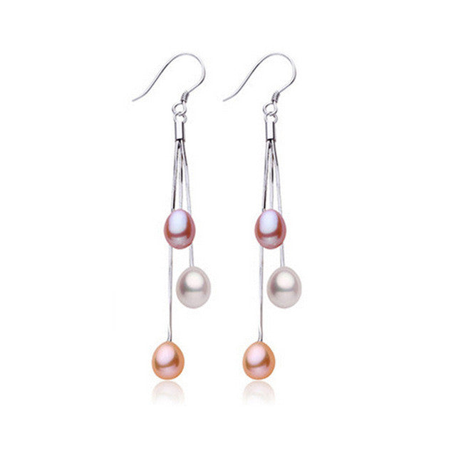 Casual 6-7mm natural freshwater pearl earrings 100% real s925 pure silver jewelry for women high quality white/multi-color