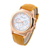 Casual Watches Unisex gold Case Dress watch elegant white dial quartz Watches PU belt analog wristwatches